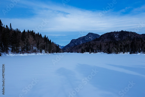 Canadian winter landscape in Jaque Cartier national park