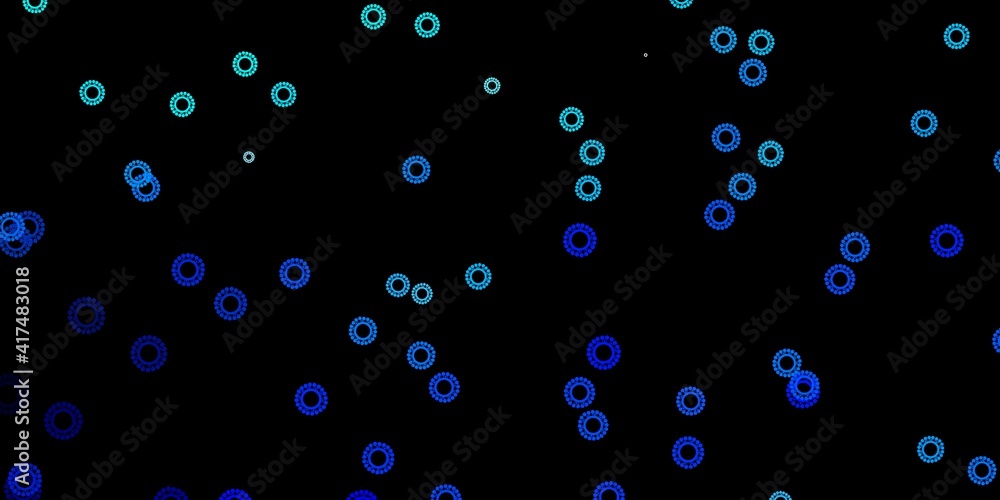 Dark blue vector background with covid-19 symbols. Dark blue vector background with covid-19 symbols.