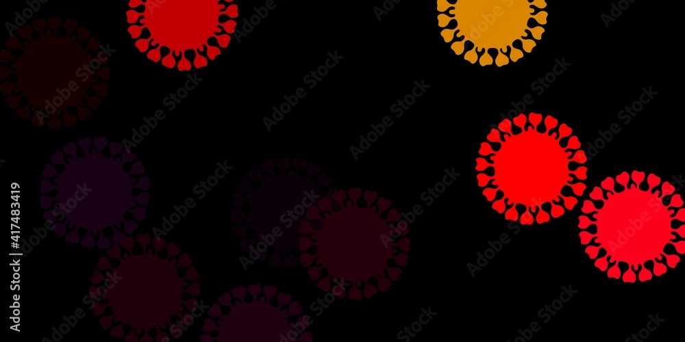 Dark pink, yellow vector pattern with coronavirus elements. Dark pink, yellow vector pattern with coronavirus elements.