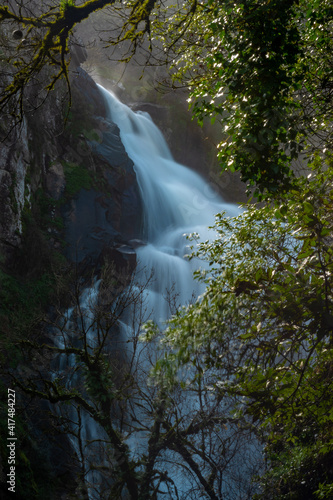 Big Waterfall full of water during the winter.