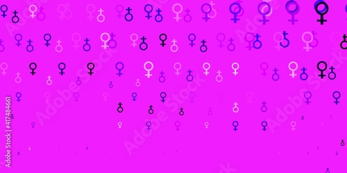 Light Purple, Pink vector texture with women's rights symbols.