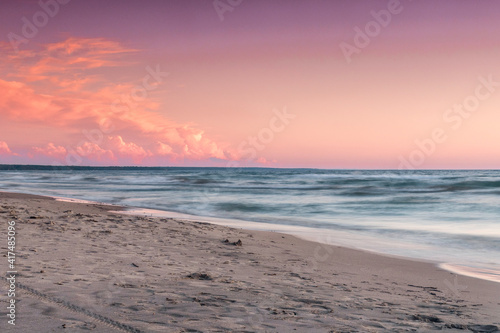 Relaxing colourful beach sunset landscape  