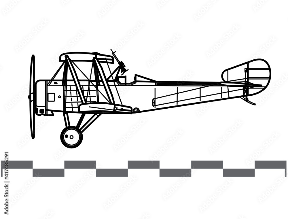 Sopwith Comic. Sopwith Strutter. World War 1 anti zeppelin aircraft. Side view. Image for illustration and infographics. Sopwith Comic. Sopwith Strutter. World War 1 anti zeppelin aircraft. Side view. Image for illustration and infographics.