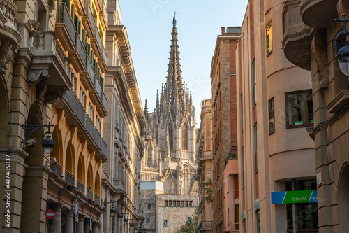 Picture of the Barcelona Cathedral captured in a sunny day.