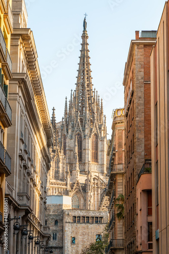 Picture of the Barcelona Cathedral captured in a sunny day.