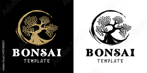 Bonsai tree logo design template inspiration