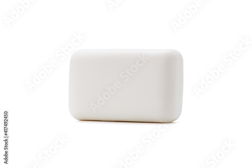 white soap bar isolated on white background. antibacterial soap brick cut out