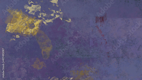 Abstract art work with purple and yellow splashes