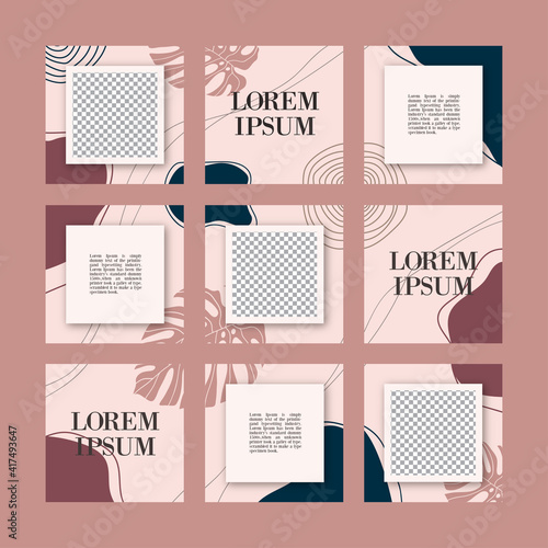 Creative instagram puzzle feed with 9 templates