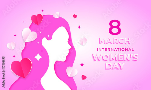 Happy women's day paper style greeting design