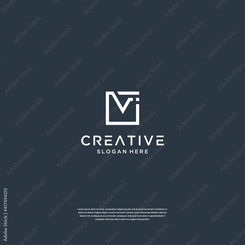 Obraz premium Minimalist initials V with square logo design