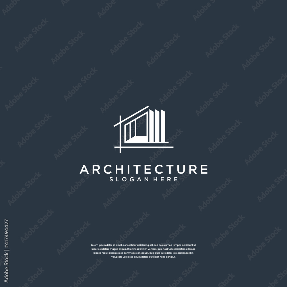 building logo with liner concept architecture real estate logo design template