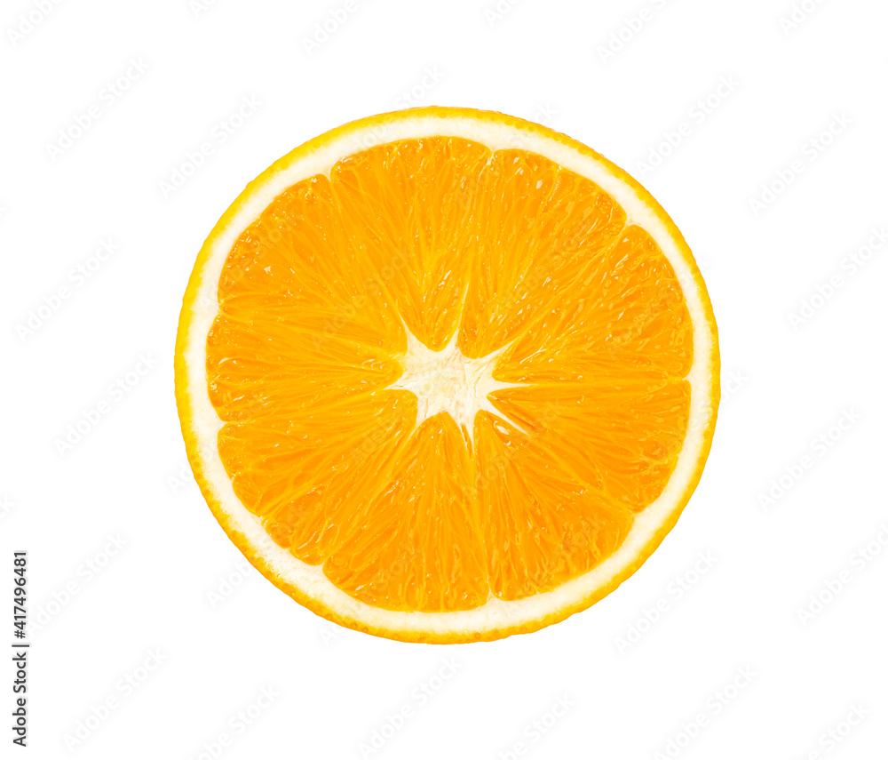 Slice of fresh orange on white background Slice of fresh orange on white background