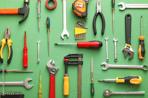 Set of construction tools o...