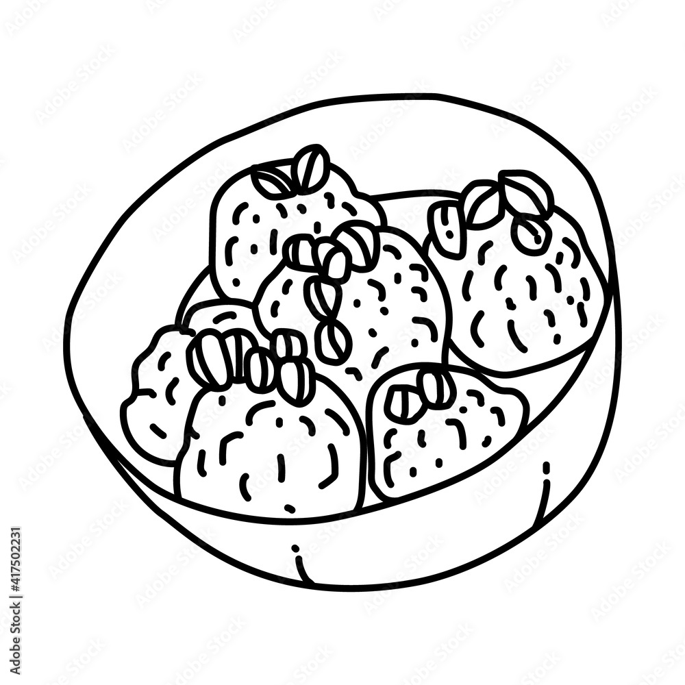 Konigsberger Klopse Icon. Doodle Hand Drawn or Outline Icon Style Konigsberger Klopse Icon. Doodle Hand Drawn or Outline Icon Style