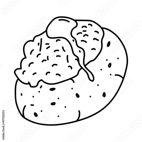 Pellkartoffeln Icon. Doodle Hand Drawn or Outline Icon Style