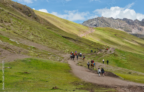 Trail head in Rainbow Mountain (Vinicunca), Cusco Province, Peru