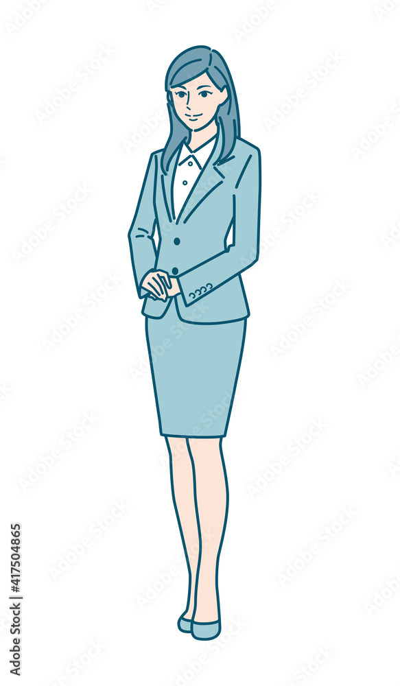 Vector illustration of a young woman in a suit. Vector illustration of a young woman in a suit.