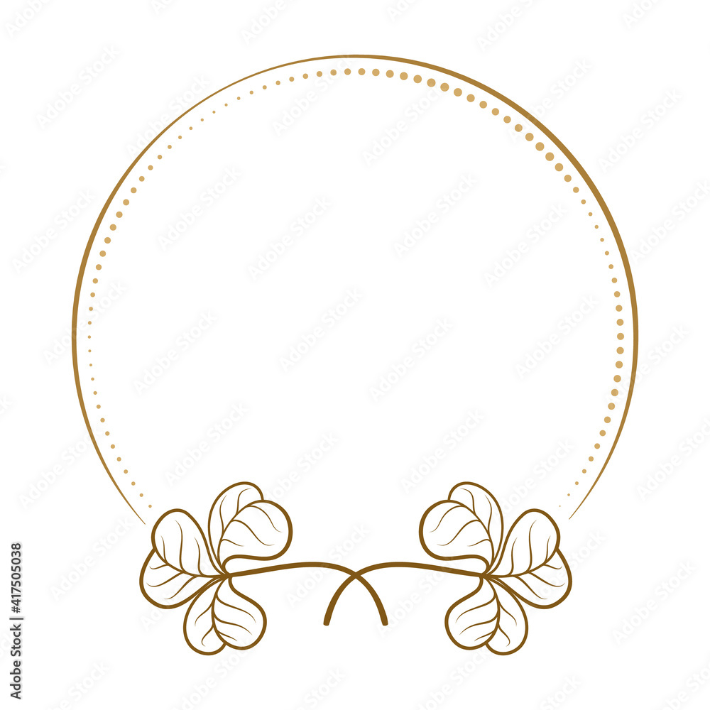 Vector round dotted frame with clover decoration Vector round dotted frame with clover decoration