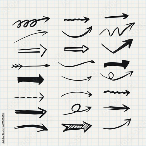 Arrow doodle set   vector illustration