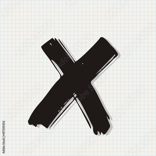 Cross button icon.Cross Mark Isolated Icon.Hand drawn Grunge cross mark photo