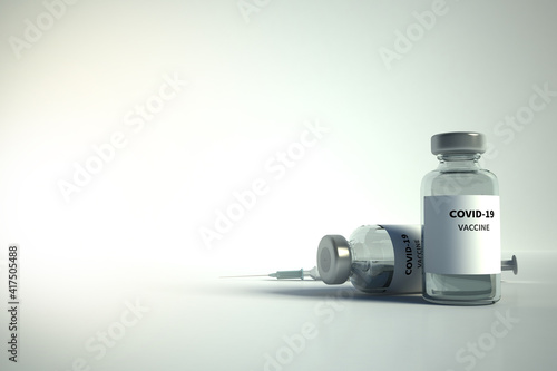 covid-19 vaccination with copyspace. 3d illustration of Vaccines and syringes.