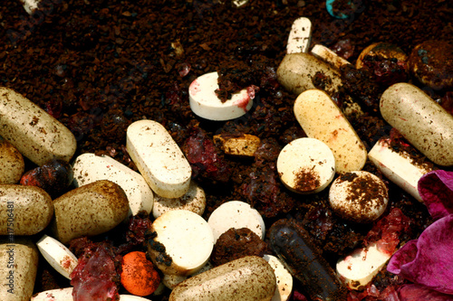 Mix expired medicine with an unpalatable substance such as used coffee ground and dirt