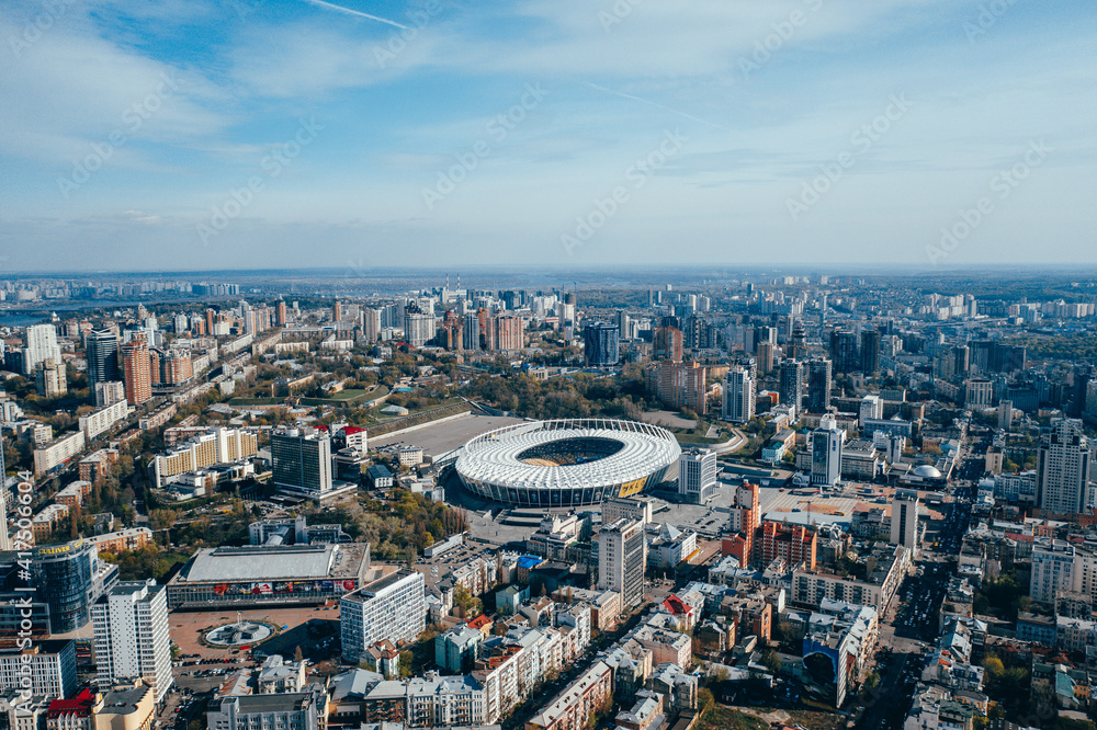 Urban building in Kiev from a bird's eye view