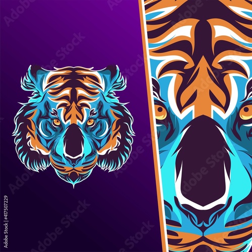 Tiger sport mascot logo. Tiger head vector for esport gaming, tiger angry esport, esport logo.