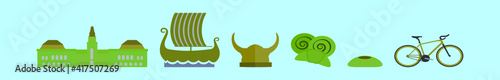set of denmark symbol cartoon icon design template with various models. vector illustration isolated on blue background