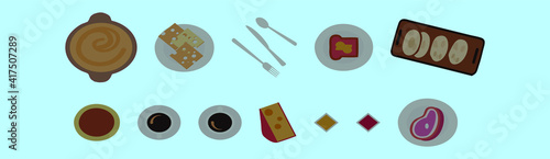 set of fondue cartoon icon design template with various models. vector illustration isolated on blue background