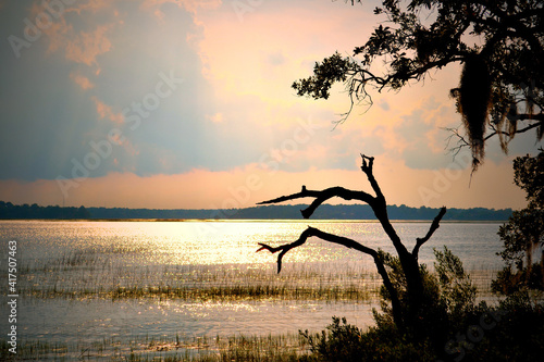 sunset on the river