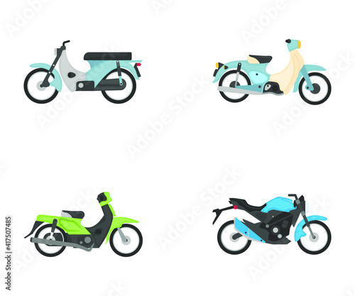  Pack of Motorbikes Flat Icons