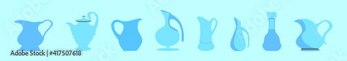set of decanter cartoon icon design template with various models. vector illustration isolated on blue background
