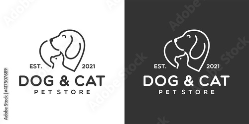 Line Of Head Pet Logo Design. Line Of Head Pet Logo Template. Modern Design. Flat Logo. Vector Illustration
