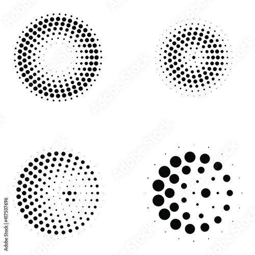 Radial Halftone Circle Vectors Set
