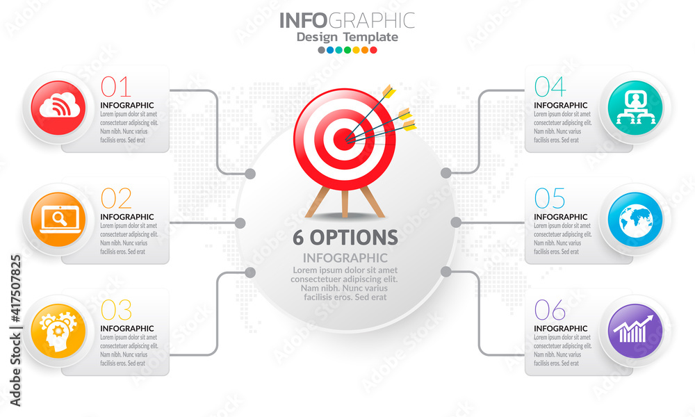 Timeline infographic template with arrows and 6 options flat design Timeline infographic template with arrows and 6 options flat design