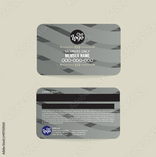 Front And Back Club Member Card Template Abstract Wave Vector Illustration.