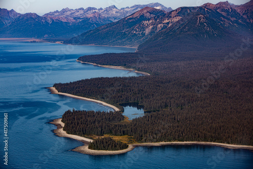 Lake Clark National Park and Preserve, Kachemak Bay, Alaska, aerial landscape and mountains photo