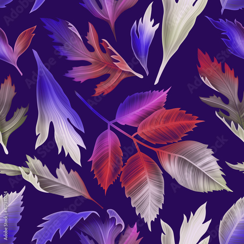 Seamless pattern with Tropical flowers and leaves design. Stylish trendy fashion floral pattern. Floral Texture for fabric.