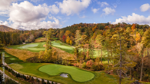 Mountain Golf course in Autumn near Cashiers - North Carolina photo