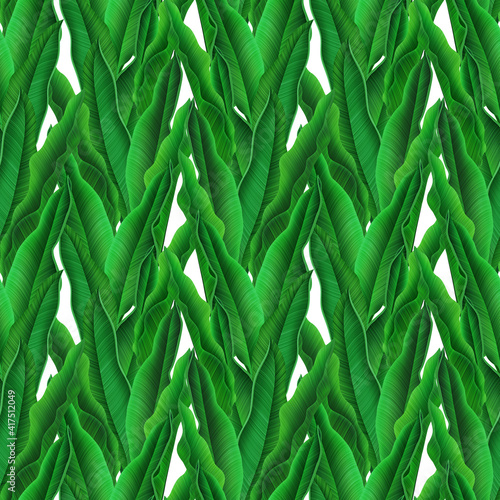 Fototapeta Naklejka Na Ścianę i Meble -  Seamles Leaves Pattern In Elegant Style. Tropical palm leaves, jungle leaves seamless floral pattern background