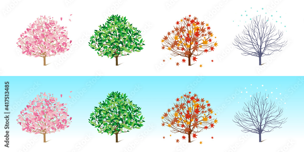 春夏秋冬 季節の移り変わりのベクターイラスト背景素材 Stock Vector Adobe Stock