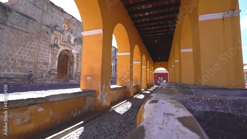 Colonial colonial corridor with arches. Antigua Guatemala photo