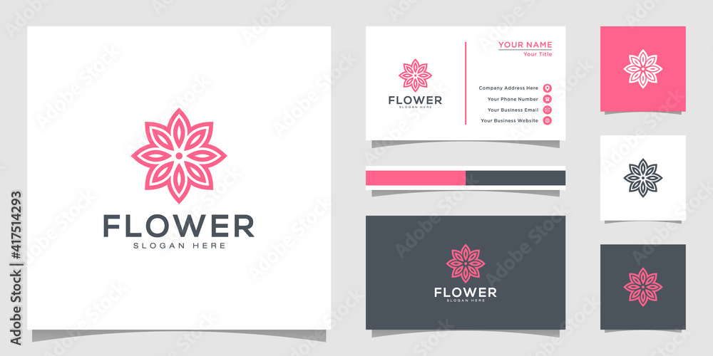 Flower logo design with line art style. logos can be used for spa, beauty salon, decoration, boutique. and business card