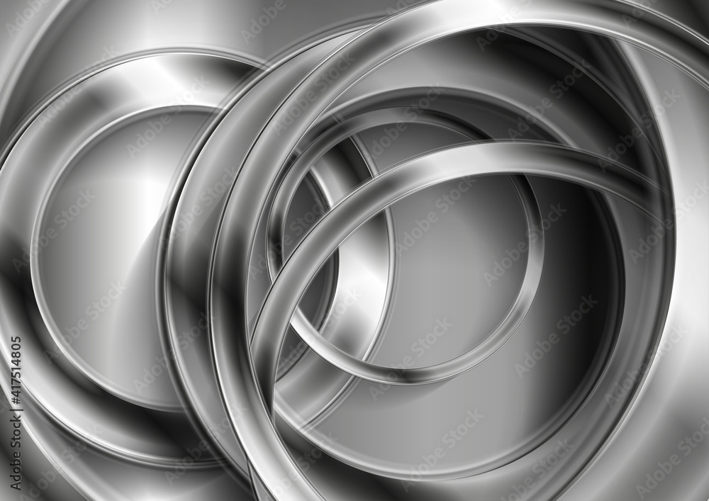Fototapeta premium Technology abstract background with metallic grey circles. Geometric vector design