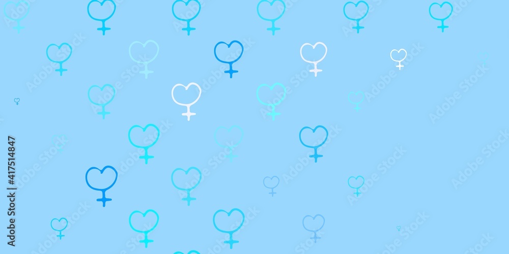 Light Blue, Yellow vector texture with women rights symbols.