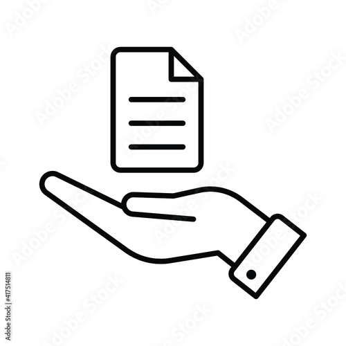 Document handover line icon. Simple outline style file symbol. Ownership, transfer, academy, business agreement concept. Vector illustration isolated on white background. EPS 10.