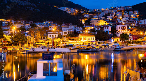 Image of the resort town of Kas in Turkey in the evening.