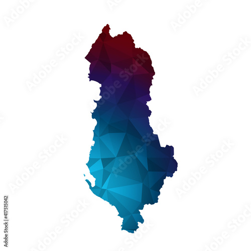 Fototapeta High detailed - blue map of albania on white background